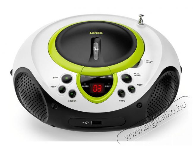 Lenco SCD-38 USB hordozható CD-s rádió (Boombox) - ZÖLD Audio-Video / Hifi / Multimédia - Hordozható CD / DVD / Multimédia készülék - Hordozható CD / Multimédia rádiómagnó / Boombox - 259042