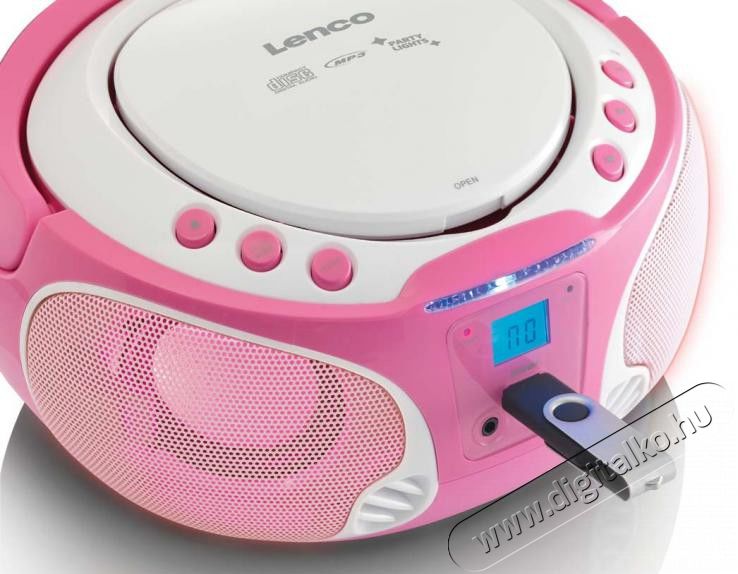 Lenco SCD-650PK hordozható rádiós CD/MP3/USB lejátszó party fénnyel és mikrofonnal - rózsaszín Audio-Video / Hifi / Multimédia - Rádió / órás rádió - Hordozható, zseb-, táska rádió - 310538