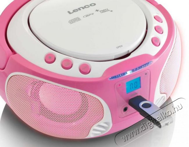 Lenco SCD-650PK hordozható rádiós CD/MP3/USB lejátszó party fénnyel és mikrofonnal - rózsaszín Audio-Video / Hifi / Multimédia - Rádió / órás rádió - Hordozható, zseb-, táska rádió - 310538