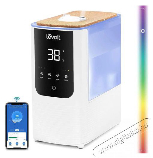Levoit OasisMist 450S Smart 4,5 l RGB h&aacute;tt&eacute;rvil&aacute;g&iacute;t&aacute;ssal P&aacute;r&aacute;s&iacute;t&oacute; Sz&eacute;ps&eacute;g&aacute;pol&aacute;s / Eg&eacute;szs&eacute;g - L&eacute;gtiszt&iacute;t&oacute; / p&aacute;r&aacute;s&iacute;t&oacute; / p&aacute;r&aacute;tlan&iacute;t&oacute; - P&aacute;r&aacute;s&iacute;t&oacute; - 525220