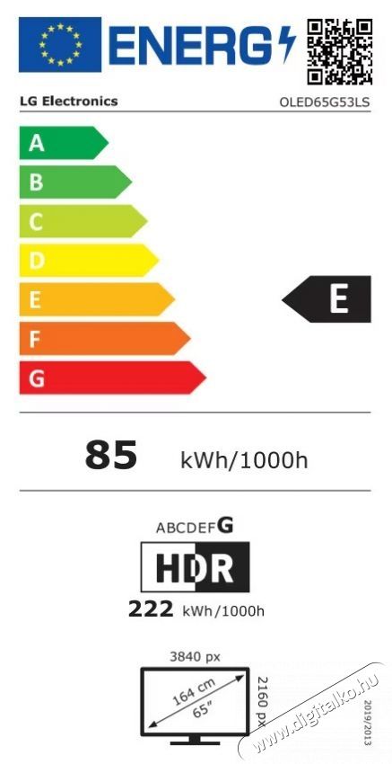 LG 65G53LS OLED evo telev&iacute;zi&oacute;, 164 cm, Smart, 4K Ultra HD, 100 Hz, E energiaoszt&aacute;ly (2025-&ouml;s modell) Telev&iacute;zi&oacute;k - OLED telev&iacute;zi&oacute; - UHD 4K felbont&aacute;s&uacute; - 535420