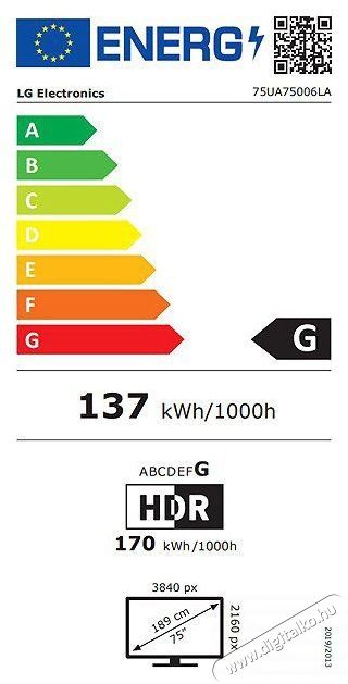 LG 75UA75006LB LED TV, 189 cm, Smart, 4K Ultra HD, G energiaoszt&aacute;ly (2025-&ouml;s modell) Telev&iacute;zi&oacute;k - LED telev&iacute;zi&oacute; - UHD 4K felbont&aacute;s&uacute; - 530933