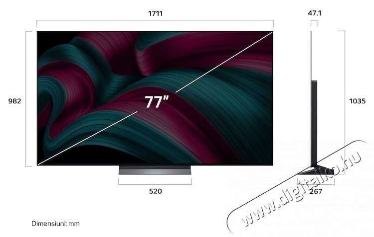 LG 77C52LA OLED evo telev&iacute;zi&oacute;, 195 cm, Smart, 4K Ultra HD, 100 Hz, F energiaoszt&aacute;ly (2025-&ouml;s modell) Telev&iacute;zi&oacute;k - OLED telev&iacute;zi&oacute; - UHD 4K felbont&aacute;s&uacute; - 535412