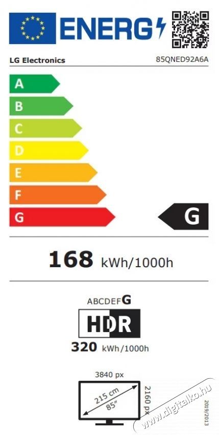 LG 85QNED92A6A QNED evo MiniLED telev&iacute;zi&oacute;, 214 cm, Smart 4K Ultra HD, 100 Hz, G energiaoszt&aacute;ly (2025-&ouml;s modell) Telev&iacute;zi&oacute;k - LED telev&iacute;zi&oacute; - UHD 4K felbont&aacute;s&uacute; - 535422