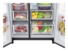 LG GSJV71MCTE Side-by-side hűtőszekrény, E energiaosztály, 635 L, No Frost, WiFi, LED, M: 189 cm, Fekete Konyhai termékek - Hűtő, fagyasztó (szabadonálló) - Amerikai típusú Side By Side hűtő - 499563