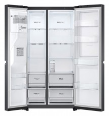 LG GSJV71MCTE Side-by-side hűtőszekrény, E energiaosztály, 635 L, No Frost, WiFi, LED, M: 189 cm, Fekete Konyhai termékek - Hűtő, fagyasztó (szabadonálló) - Amerikai típusú Side By Side hűtő - 499563