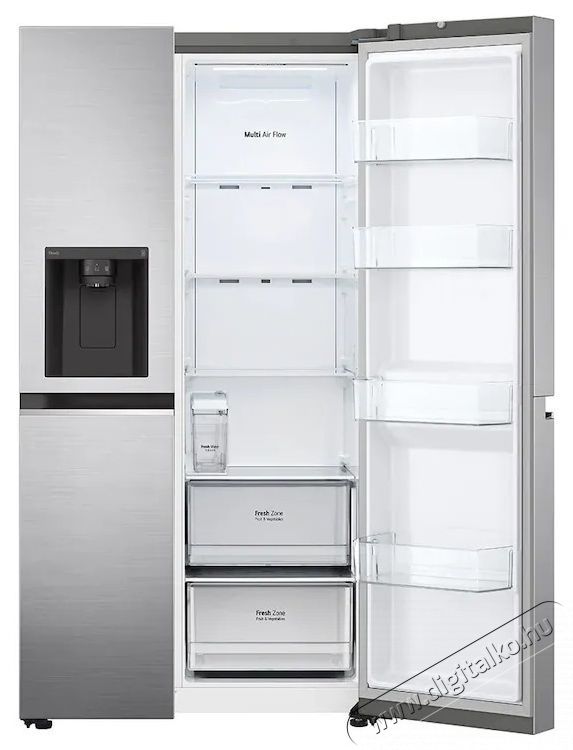 LG GSLV71PZTE Side by side hűtő, 635 l, M:179cm, No Frost, DoorCooling, V&iacute;z- &eacute;s j&eacute;gadagol&oacute;, E energiaoszt&aacute;ly, Ez&uuml;st Konyhai term&eacute;kek - Hűtő, fagyaszt&oacute; (szabadon&aacute;ll&oacute;) - Amerikai t&iacute;pus&uacute; Side By Side hűtő - 535408
