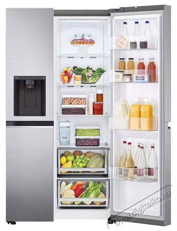 LG GSLV71PZTE Side by side hűtő, 635 l, M:179cm, No Frost, DoorCooling, V&iacute;z- &eacute;s j&eacute;gadagol&oacute;, E energiaoszt&aacute;ly, Ez&uuml;st Konyhai term&eacute;kek - Hűtő, fagyaszt&oacute; (szabadon&aacute;ll&oacute;) - Amerikai t&iacute;pus&uacute; Side By Side hűtő - 535408