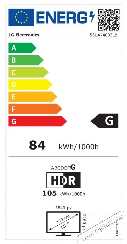 LG LED 55UA74003LB TV, 139 cm, Smart, 4K Ultra HD, G energiaoszt&aacute;ly (2025-&ouml;s modell) Telev&iacute;zi&oacute;k - LED telev&iacute;zi&oacute; - UHD 4K felbont&aacute;s&uacute; - 535413