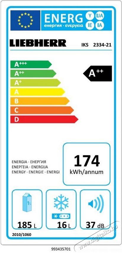 Liebherr IKS2334 be&eacute;p&iacute;thető egyajt&oacute;s hűtőszekr&eacute;ny Konyhai term&eacute;kek - Hűtő, fagyaszt&oacute; (be&eacute;p&iacute;thető) - Egyajt&oacute;s hűtő - 363384