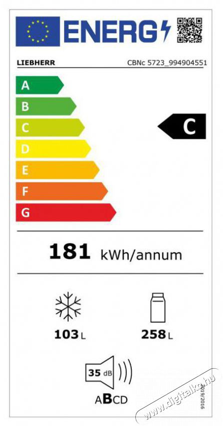 Liebherr CBNc 5723 Konyhai term&eacute;kek - Hűtő, fagyaszt&oacute; (szabadon&aacute;ll&oacute;) - Alulfagyaszt&oacute;s kombin&aacute;lt hűtő - 494609
