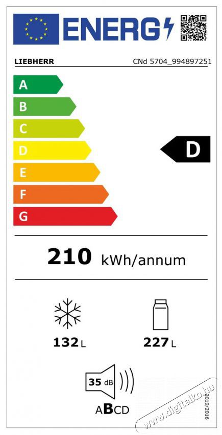 Liebherr CNd 5704 Konyhai term&eacute;kek - Hűtő, fagyaszt&oacute; (szabadon&aacute;ll&oacute;) - Alulfagyaszt&oacute;s kombin&aacute;lt hűtő - 400372