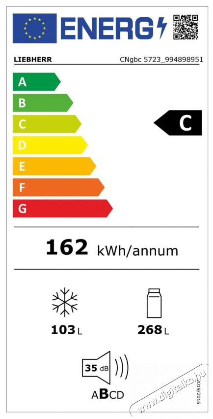 Liebherr CNgbc 5723 Konyhai term&eacute;kek - Hűtő, fagyaszt&oacute; (szabadon&aacute;ll&oacute;) - Alulfagyaszt&oacute;s kombin&aacute;lt hűtő - 494622