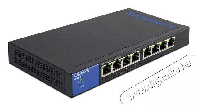 Linksys SMB LGS108P 8port GbE LAN 4x POE+ port nem menedzselhető asztali Switch Iroda és számítástechnika - Hálózat - Switch - 326050