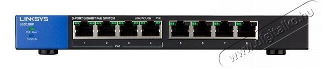 Linksys SMB LGS108P 8port GbE LAN 4x POE+ port nem menedzselhető asztali Switch Iroda és számítástechnika - Hálózat - Switch - 326050