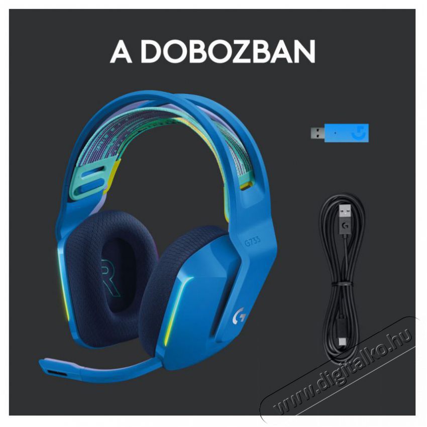 Logitech G733 Lightspeed Wireless RGB gamer headset - kék Audio-Video / Hifi / Multimédia - Fül és Fejhallgatók - Fejhallgató mikrofonnal / headset - 379642