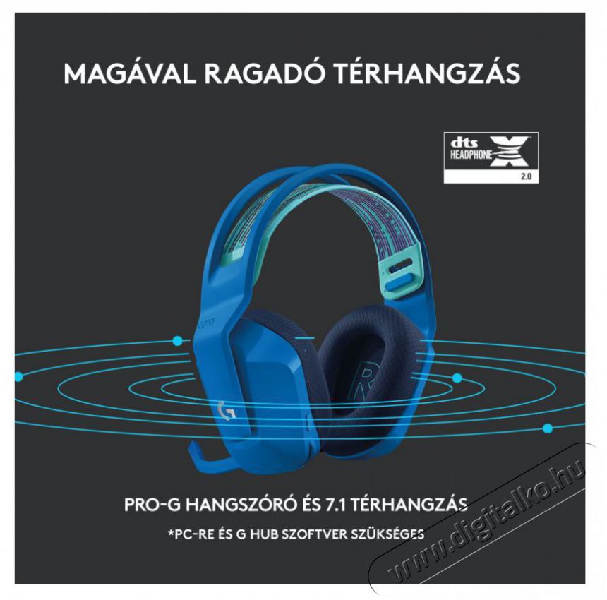 Logitech G733 Lightspeed Wireless RGB gamer headset - kék Audio-Video / Hifi / Multimédia - Fül és Fejhallgatók - Fejhallgató mikrofonnal / headset - 379642