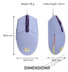 Logitech G102 Lightsync lila gamer egér Iroda és számítástechnika - Egér - Vezetékes egér - 385205