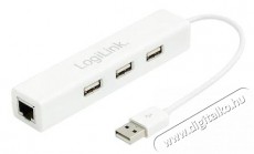 LogiLink USB2.0 Ethernet Adapter 3 portos hubbal Memória kártya / Pendrive - Adapter - 326130