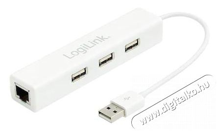 LogiLink USB2.0 Ethernet Adapter 3 portos hubbal Memória kártya / Pendrive - Adapter - 326130