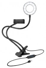 LogiLink AA0150 8,5cm fekete LED körlámpa okostelefonhoz Fotó-Videó kiegészítők - Lámpa - Makró körlámpa - 431682