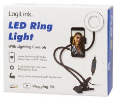 LogiLink AA0150 8,5cm fekete LED körlámpa okostelefonhoz Fotó-Videó kiegészítők - Lámpa - Makró körlámpa - 431682