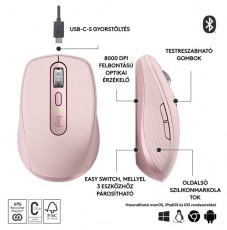 Logitech MX Anywhere 3S vezeték nélküli rózsaszín egér Iroda és számítástechnika - Egér - Vezeték nélküli egér - 476860