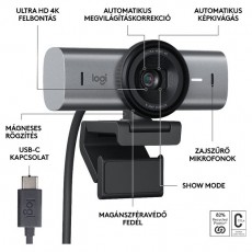 Logitech MX Brio 4K Ultra HD szürke webkamera Iroda és számítástechnika - Webkamera - 514953