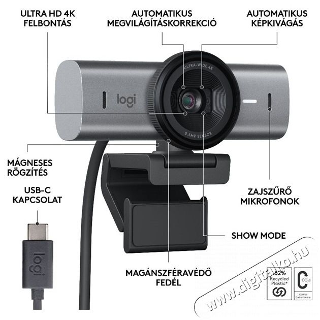 Logitech MX Brio 705 for Business grafit webkamera Iroda &eacute;s sz&aacute;m&iacute;t&aacute;stechnika - Webkamera - 514952