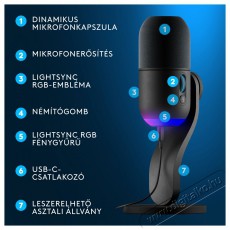 Logitech G Blue Yeti GX dinamikus RGB, black Fotó-Videó kiegészítők - Mikrofon - Fotó-videó mikrofon - 525245