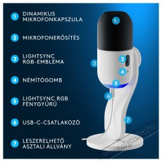 Logitech G Blue Yeti GX dinamikus RGB, off-white Fotó-Videó kiegészítők - Mikrofon - Fotó-videó mikrofon - 525243