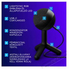 Logitech G Blue Yeti Orb RGB, fekete Fotó-Videó kiegészítők - Mikrofon - Fotó-videó mikrofon - 525244