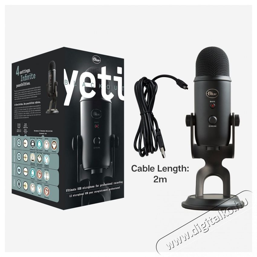 Logitech Blue Yeti USB, Blackout (988-000229) Fot&oacute;-Vide&oacute; kieg&eacute;sz&iacute;tők - Mikrofon - Fot&oacute;-vide&oacute; mikrofon - 531405