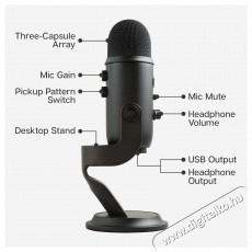 Logitech Blue Yeti USB, Blackout (988-000229) Fot&oacute;-Vide&oacute; kieg&eacute;sz&iacute;tők - Mikrofon - Fot&oacute;-vide&oacute; mikrofon - 531405
