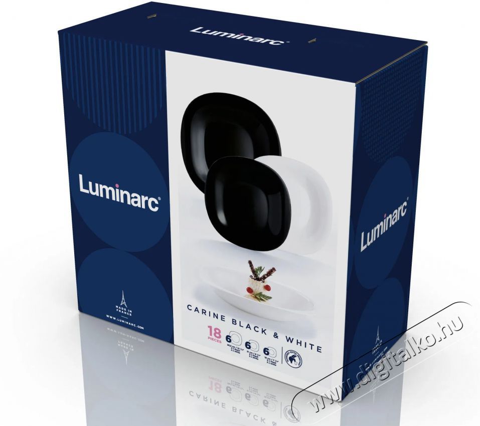 Luminarc CARINE, 18 db, feh&eacute;r/fekete Konyhai term&eacute;kek - &Eacute;tk&eacute;szlet - T&aacute;ny&eacute;r k&eacute;szlet - 527416