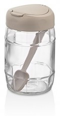 Luxplastic IRIS C-00171 Prizma üveg tároló kanállal 380ml, antracit, zöld vagy piros színű Háztartás / Otthon / Kültér - Lakásfelszerelés - Tároló - 508326