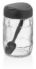 Luxplastic IRIS C-00171 Prizma üveg tároló kanállal 380ml, antracit, zöld vagy piros színű Háztartás / Otthon / Kültér - Lakásfelszerelés - Tároló - 508326