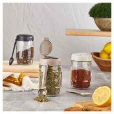 Luxplastic IRIS C-00171 Prizma üveg tároló kanállal 380ml, antracit, zöld vagy piros színű Háztartás / Otthon / Kültér - Lakásfelszerelés - Tároló - 508326