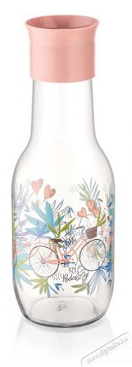 Luxplastic IRIS C-00352 Hydra üvegkancsó kerékpáros mintával 1.000ml, menta vagy rózsaszín Háztartás / Otthon / Kültér - Lakásfelszerelés - Tároló - 514657