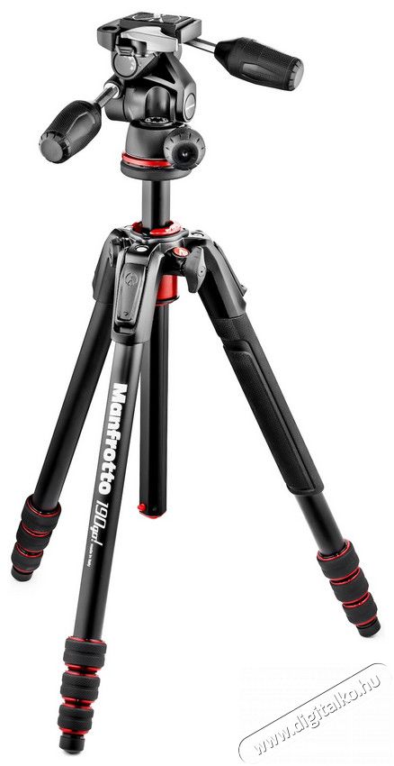 Manfrotto MK190GOA4TB-3W 190go! 4 szekciós alumínium állvány 3 utas fejjel Fotó-Videó kiegészítők - Állvány - Tripod állvány - 308510