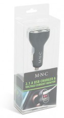 MANIAC SOUND SYSTEM MNC 55054BK Autós szivargyújtó adapter 2xUSB feszültségmérővel és árammérővel fekete Autóhifi / Autó felszerelés - Autós töltő / szivargyújtó adapter - 405741