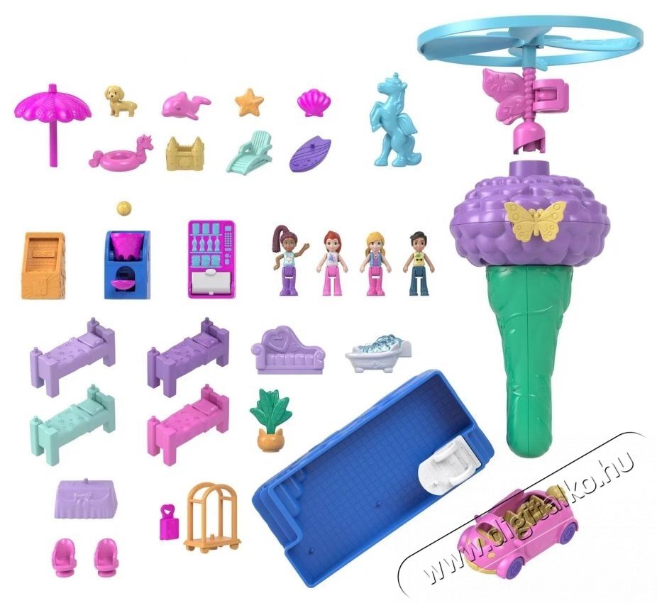 Mattel Polly Pocket &uuml;d&uuml;lőhely bőr&ouml;ndben  4 pidi baba  25+ kieg&eacute;sz&iacute;tő H&aacute;ztart&aacute;s / Otthon / K&uuml;lt&eacute;r - J&aacute;t&eacute;k / Sport - J&aacute;t&eacute;kfigura - 531932