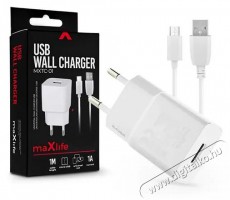 MAXLIFE TF-0102 univerzális fehér hálózati töltő adapter + 1m microUSB töltő és adatkábel Akkuk és töltők - Li-ion akkumulátor és töltő (gyári) - Töltő / hálózati adapter - 407636