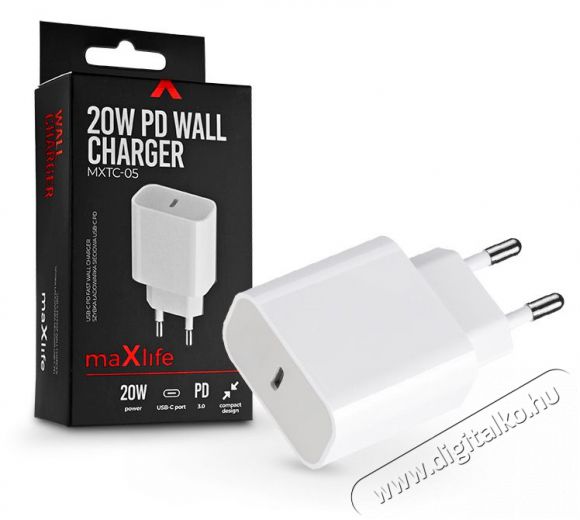 MAXLIFE TF-0118 20W Type-C fehér hálózati töltő Akkuk és töltők - Li-ion akkumulátor és töltő (gyári) - Töltő / hálózati adapter - 407720