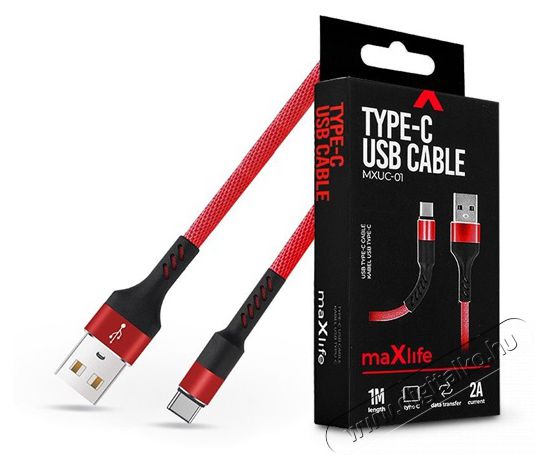 MAXLIFE TF-0171 1m Type C 3A textil borítású piros adat- és töltőkábel Fotó-Videó kiegészítők - Kábel - Egyéb kábel - 456800