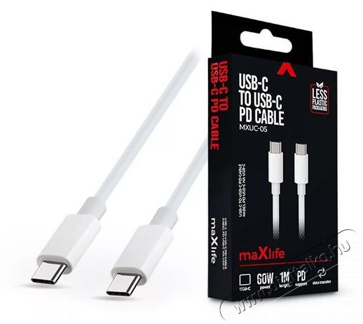 MAXLIFE TF-0185 1m Type C 60W fehér adat- és töltőkábel Akkuk és töltők - Li-ion akkumulátor és töltő (utángyártott) - Töltő - 461687