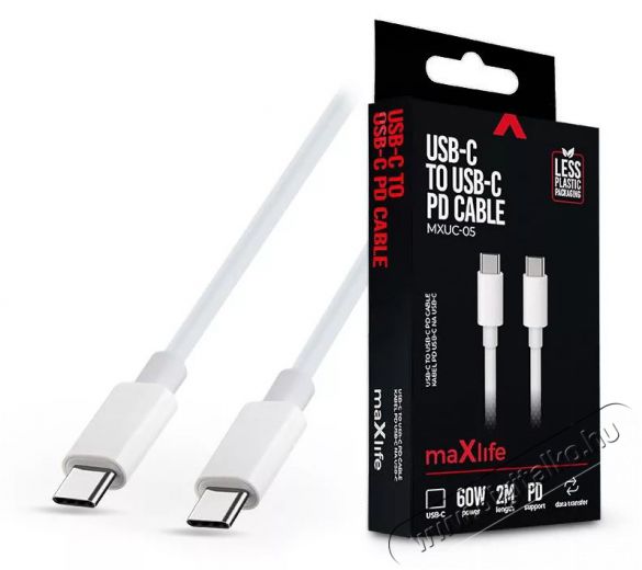 MAXLIFE TF-0180 2m 60W Type C apa-apa fehér adat- és töltőkábel Mobil / Kommunikáció / Smart - Mobiltelefon kiegészítő / tok - Hálózati-, autós töltő - 405709