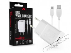MAXLIFE TF-0100 univerzális fehér hálózati töltő adapter + 1m Type-C töltő és adatkábel Autóhifi / Autó felszerelés - Autós töltő / szivargyújtó adapter - 437719