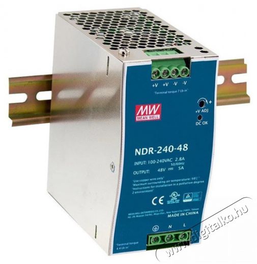 MEAN WELL NDR-240-48 48V 5A 240W DIN sínre szerelhető tápegység Iroda és számítástechnika - Egyéb számítástechnikai termék - 396532