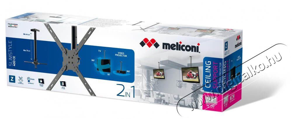 Meliconi Slimstyle 400 CE mennyezati tv- és projektor tartó konzol Tv kiegészítők - Fali tartó / konzol - Mennyezeti projektor tartó - 333435